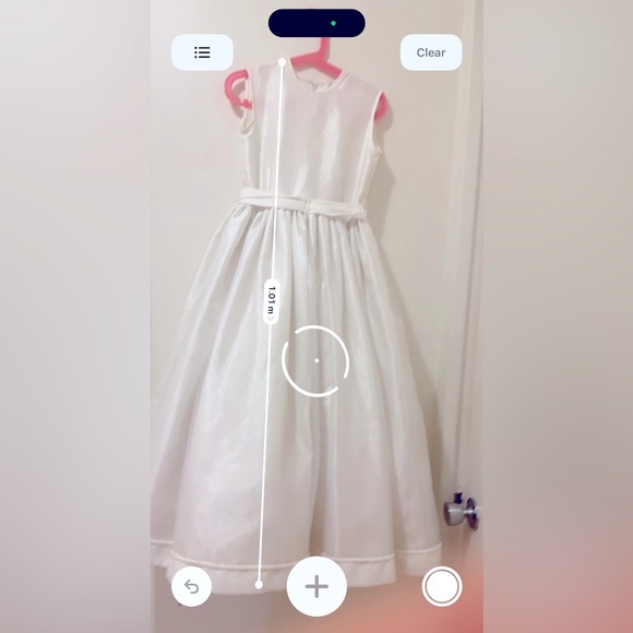 Satin Communion Dress w/ Pearl Accents & Organza Skirt 9-12 years Old. Off White - Picture 14 of 15